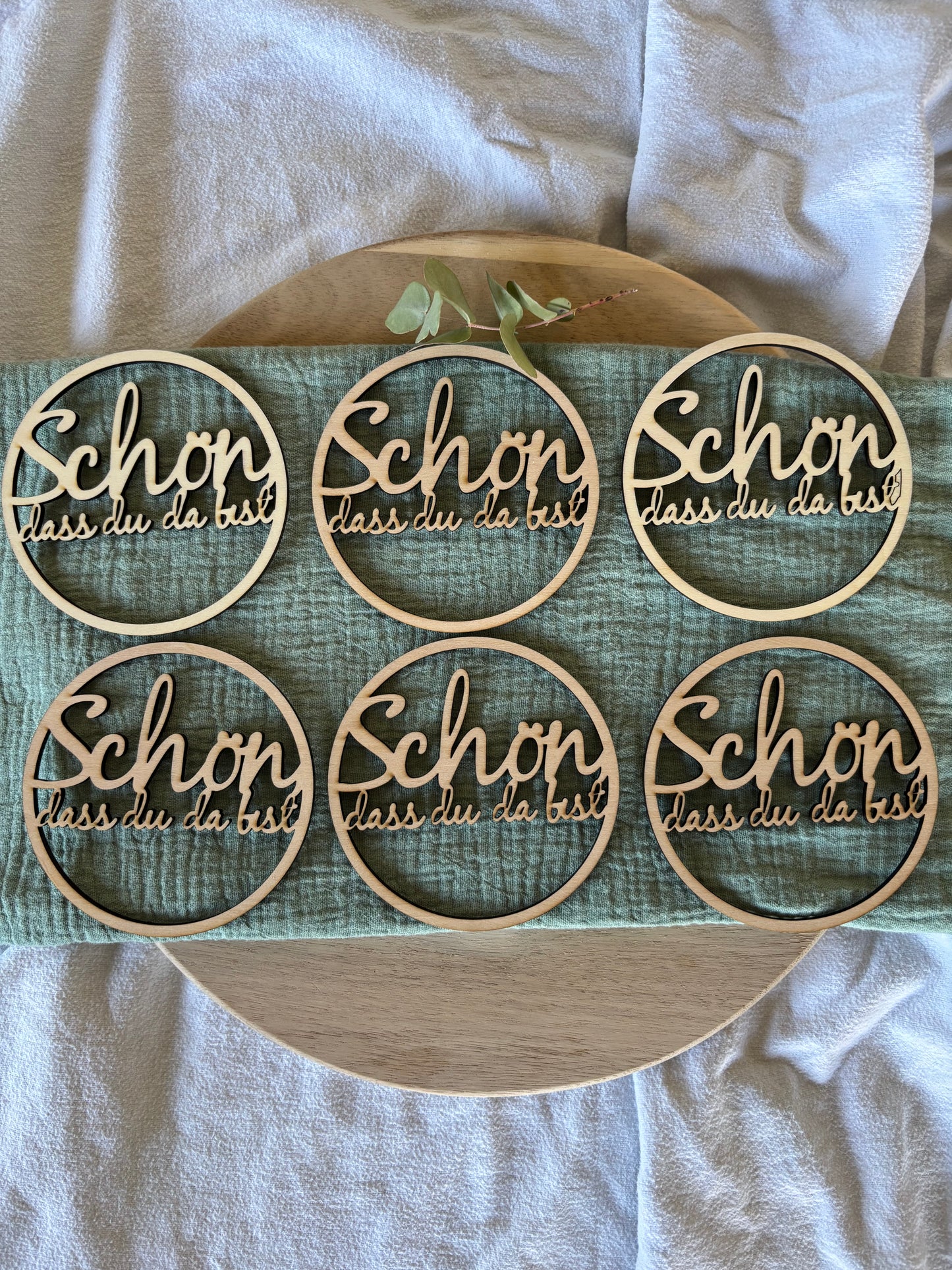 Schön, dass du da bist - Begrüßungskreis aus Holz