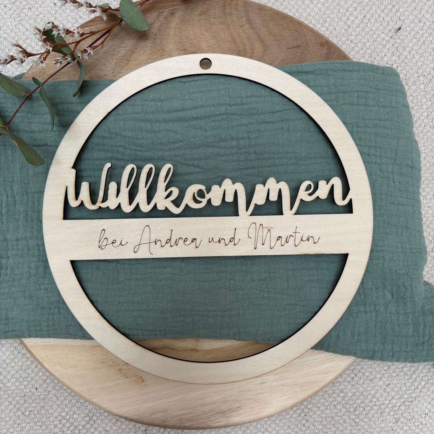 Schild rund Willkommen bei