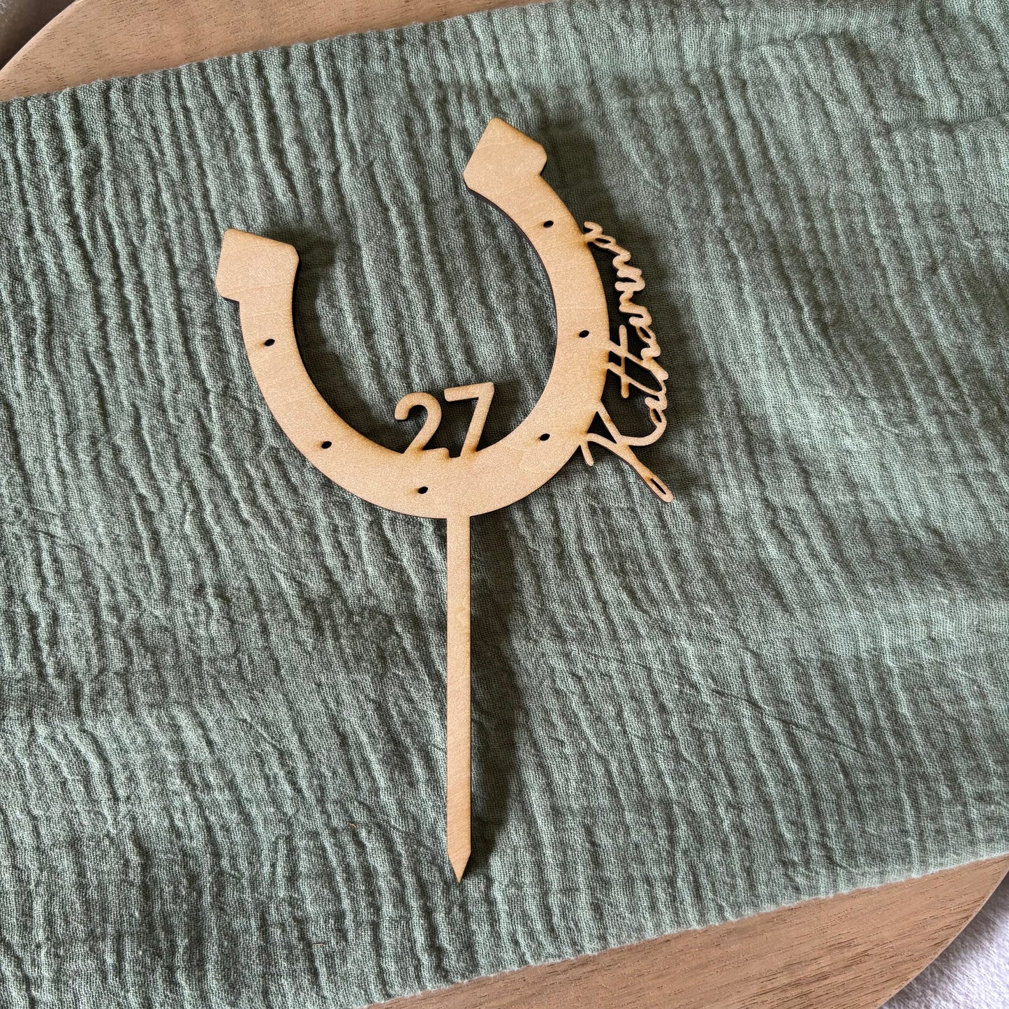 Cake Topper Set Hufeisen und Pferd personalisiert
