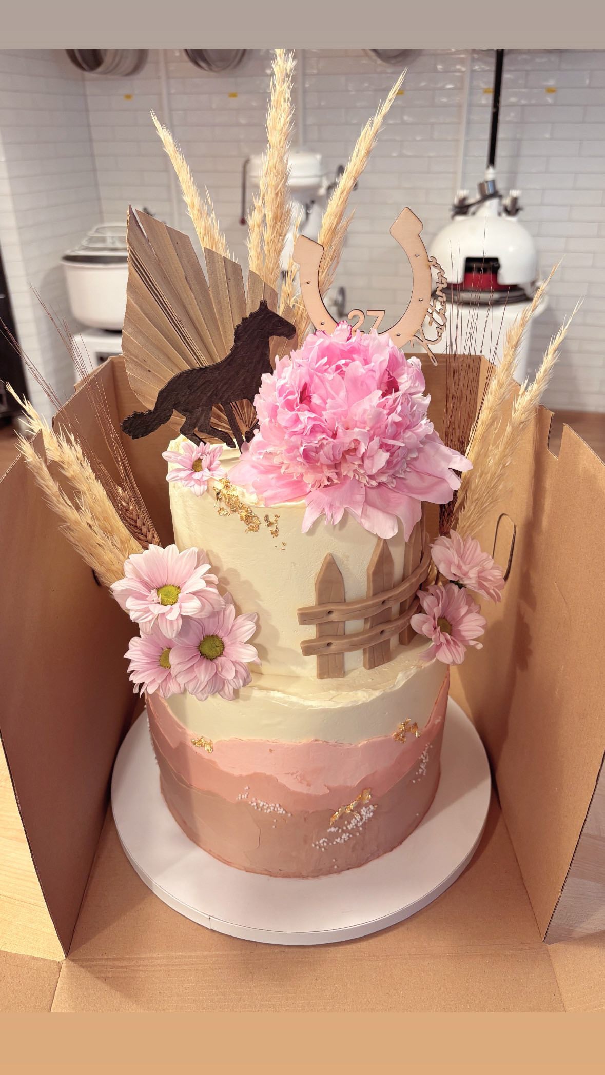 Cake Topper Set Hufeisen und Pferd personalisiert