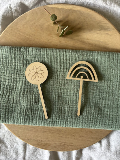 Caketopper Set Regenbogen und Blume