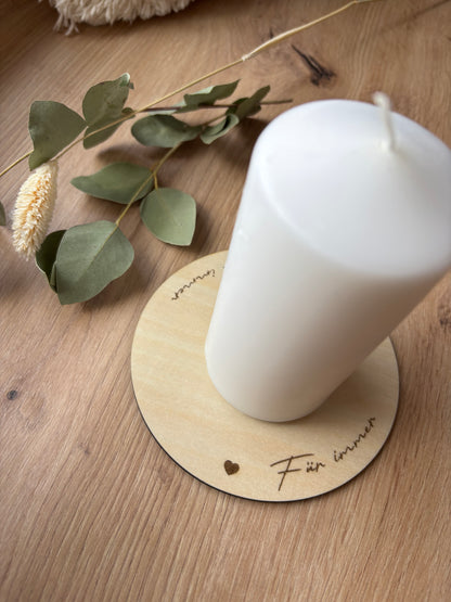 Holz-Untersetzer für Kerzen Hochzeit Taufe Kommunion