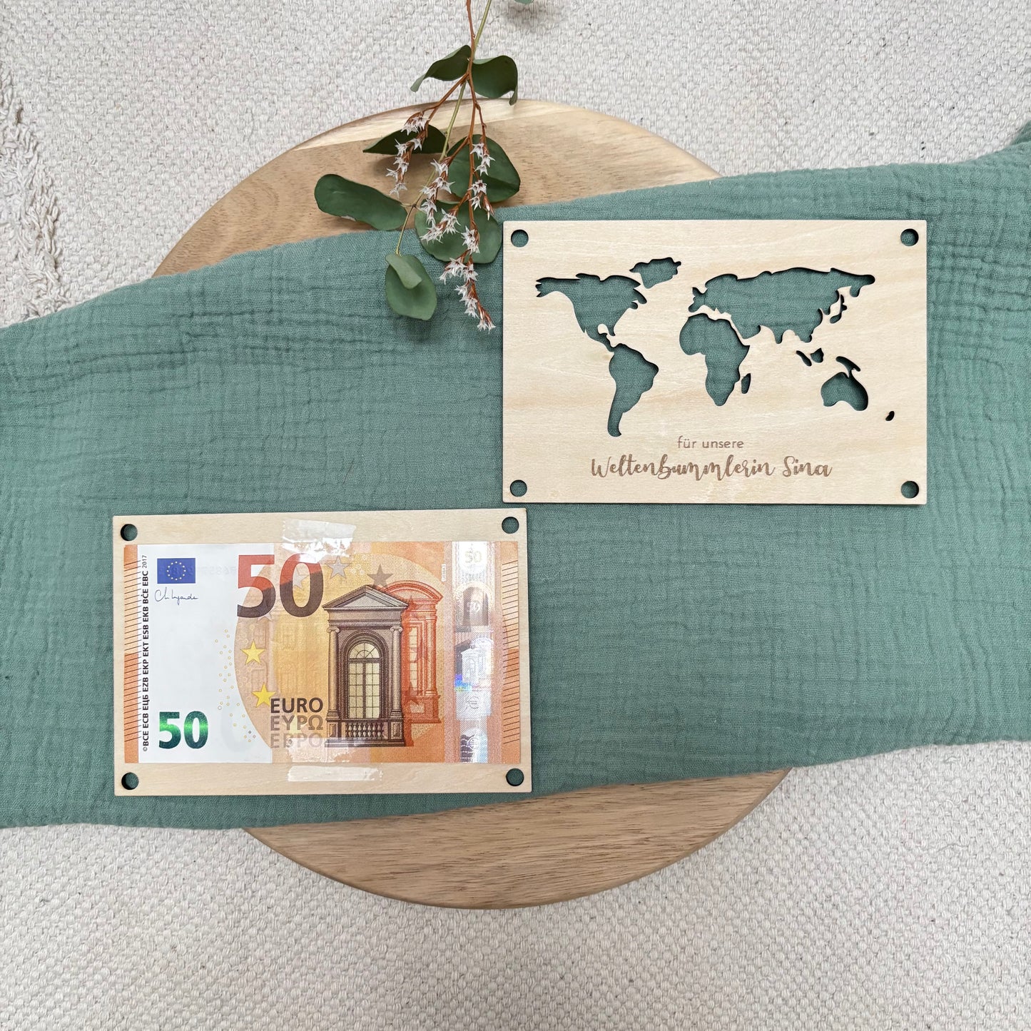 Geldgeschenk Weltkarte