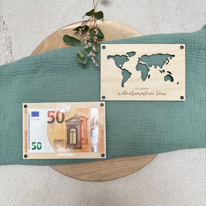 Geldgeschenk Weltkarte
