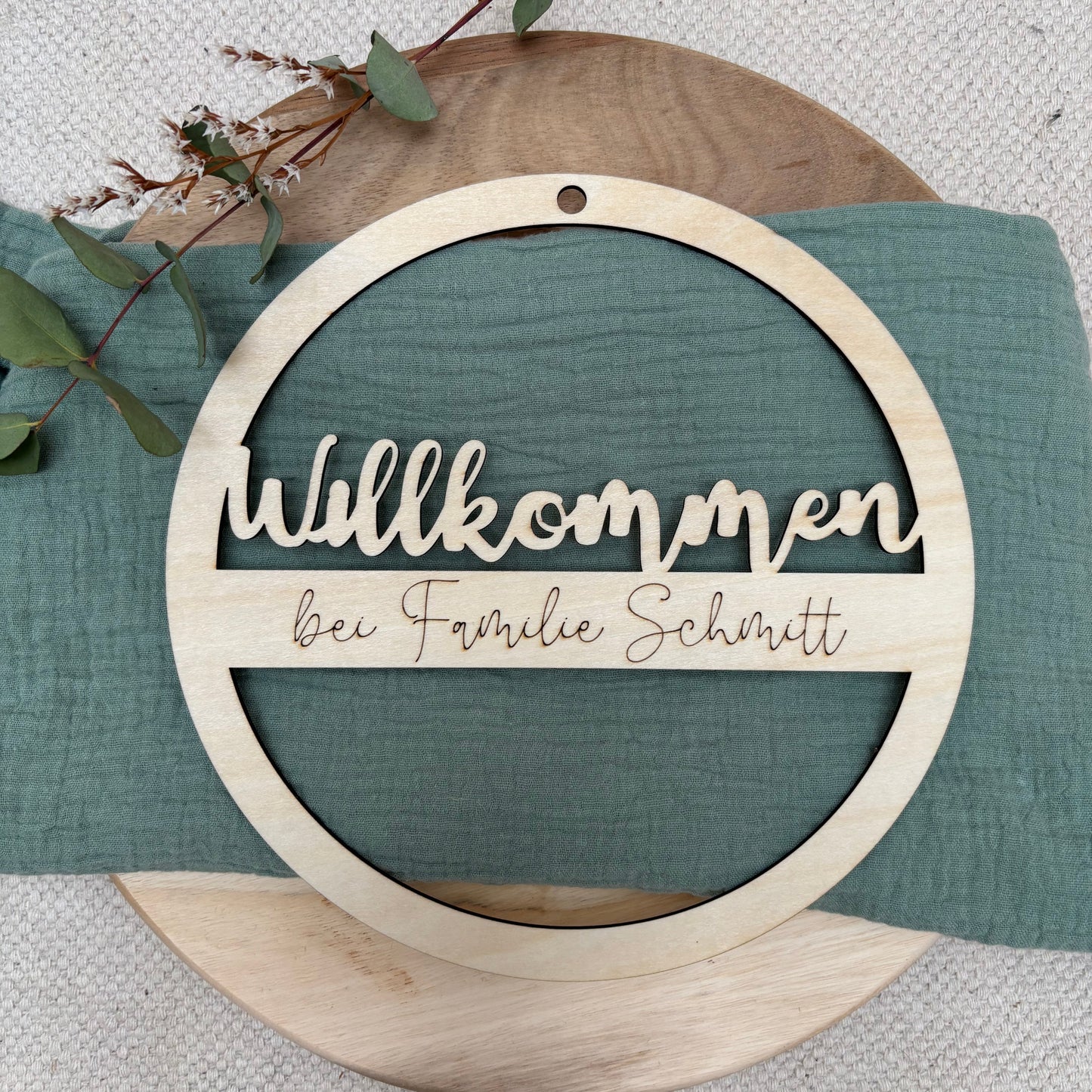 Schild rund Willkommen bei