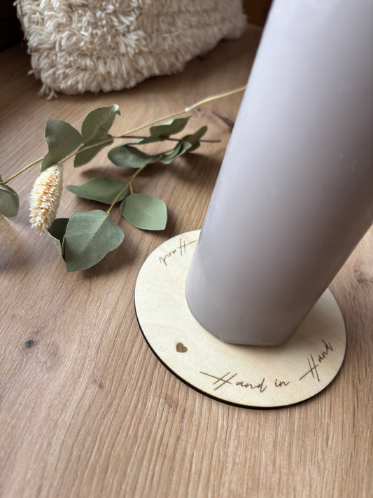 Holz-Untersetzer für Kerzen Hochzeit Taufe Kommunion