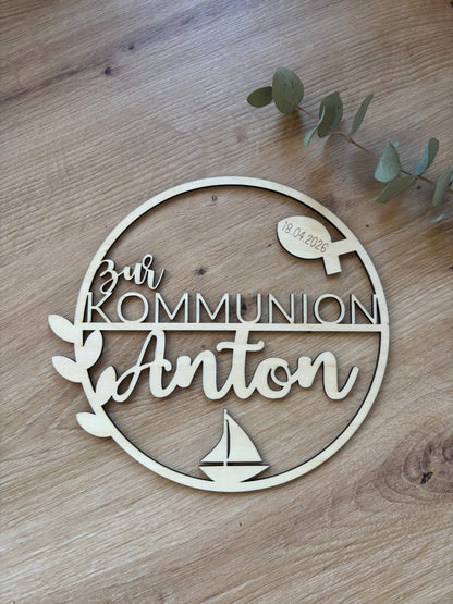 Caketopper oder Türschild für Taufe, Kommunion oder Konfirmation