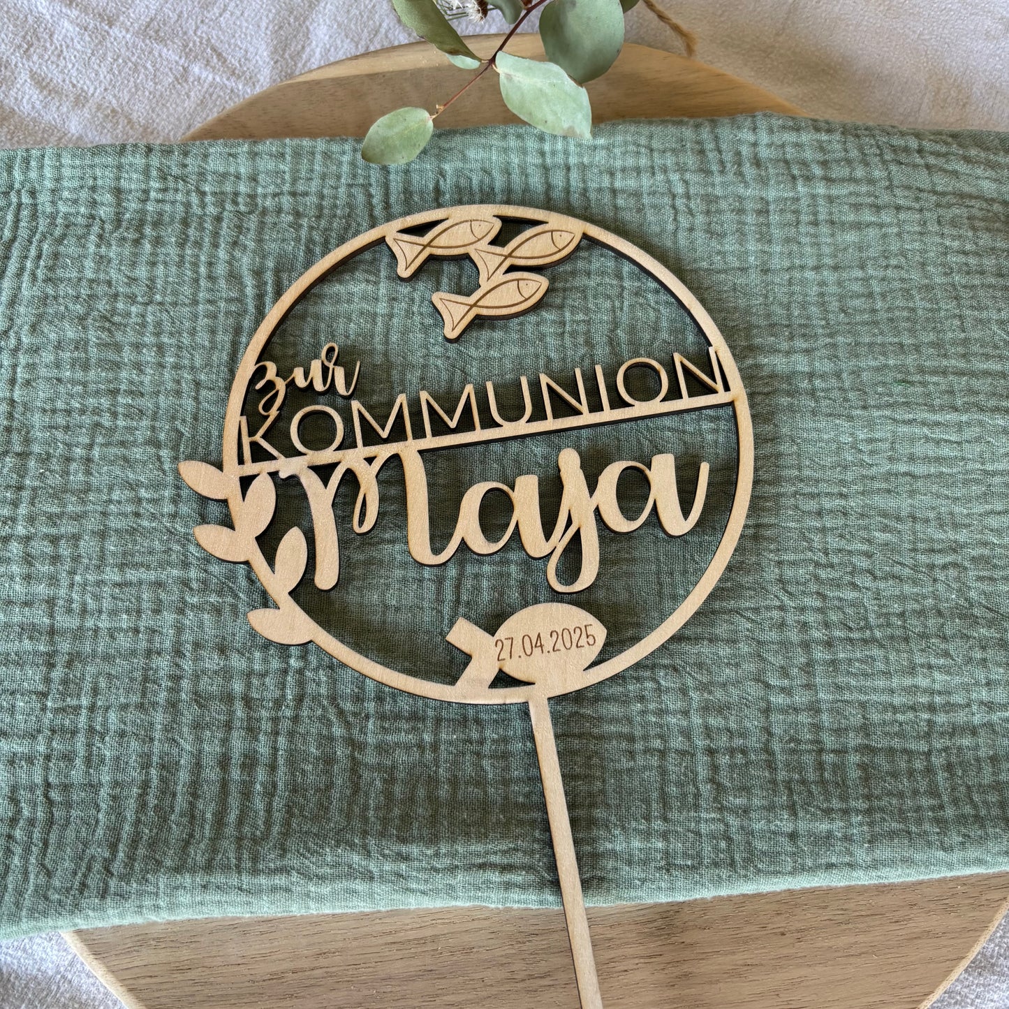 Caketopper oder Türschild für Taufe, Kommunion oder Konfirmation