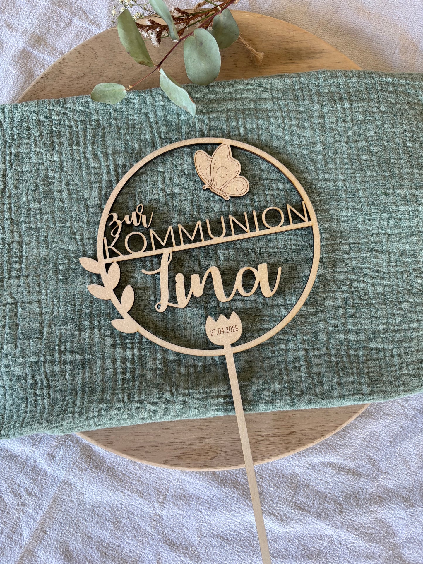 Caketopper oder Türschild für Taufe, Kommunion oder Konfirmation