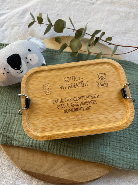 individuelle Brotdose mit Wunschgravur auf Holzdeckel