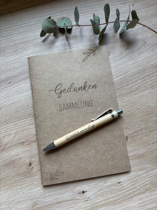 Journal aus Kraftpapier mit Gravur
