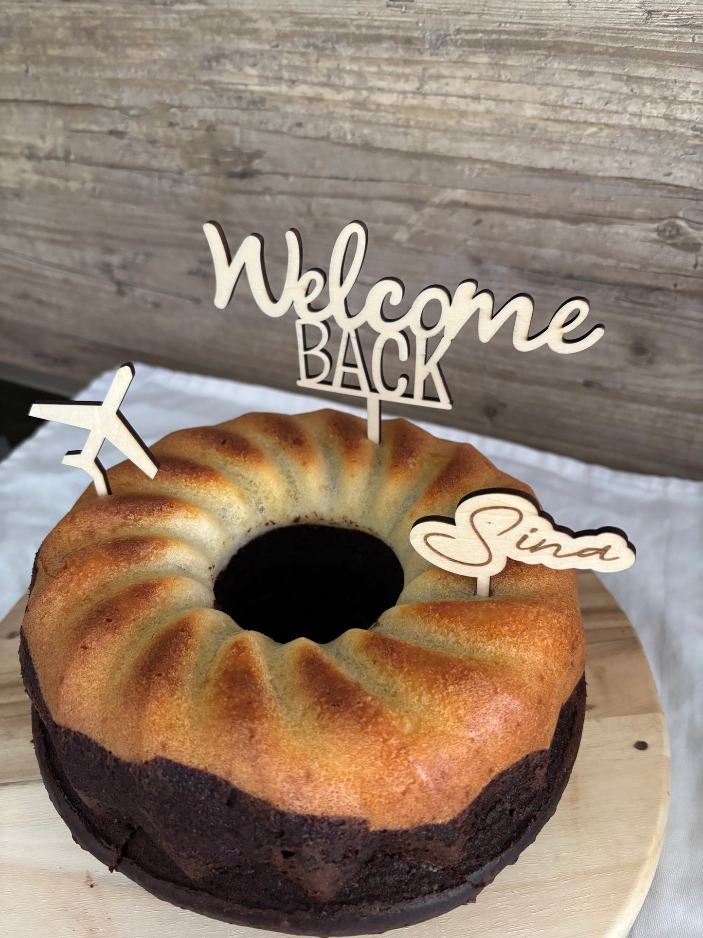 personalisiertes Welcome back Topperset aus Holz