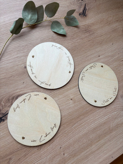Holz-Untersetzer für Kerzen Hochzeit Taufe Kommunion