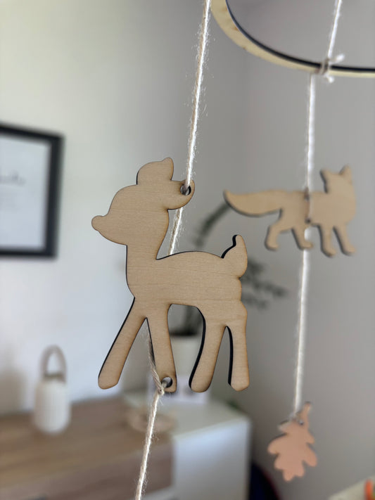 Holz Mobile Waldtiere DIY