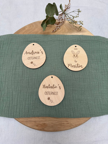 personalisierte Osternest Anhänger aus Holz