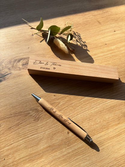 personalisierter Kugelschreiber aus Holz mit Etui