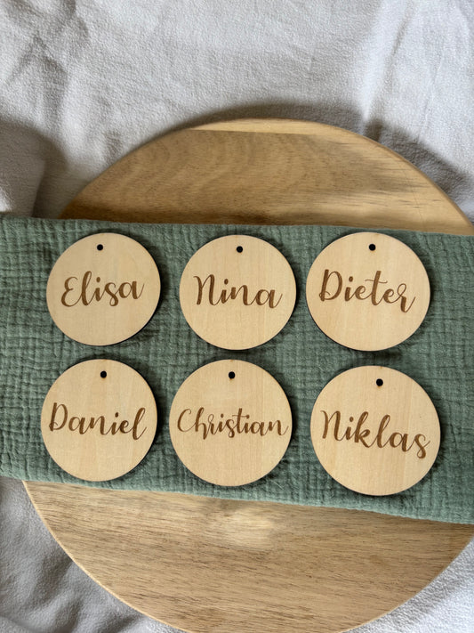 Set Namensschilder rund