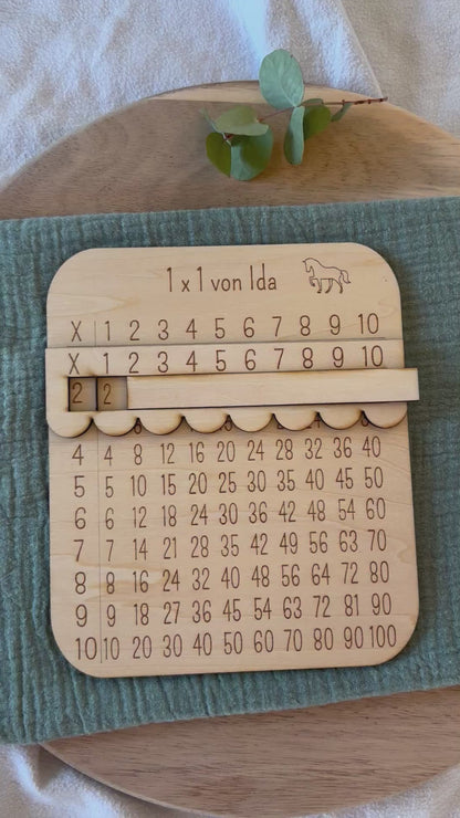 personalisierte 1 x 1 Tafel aus Holz